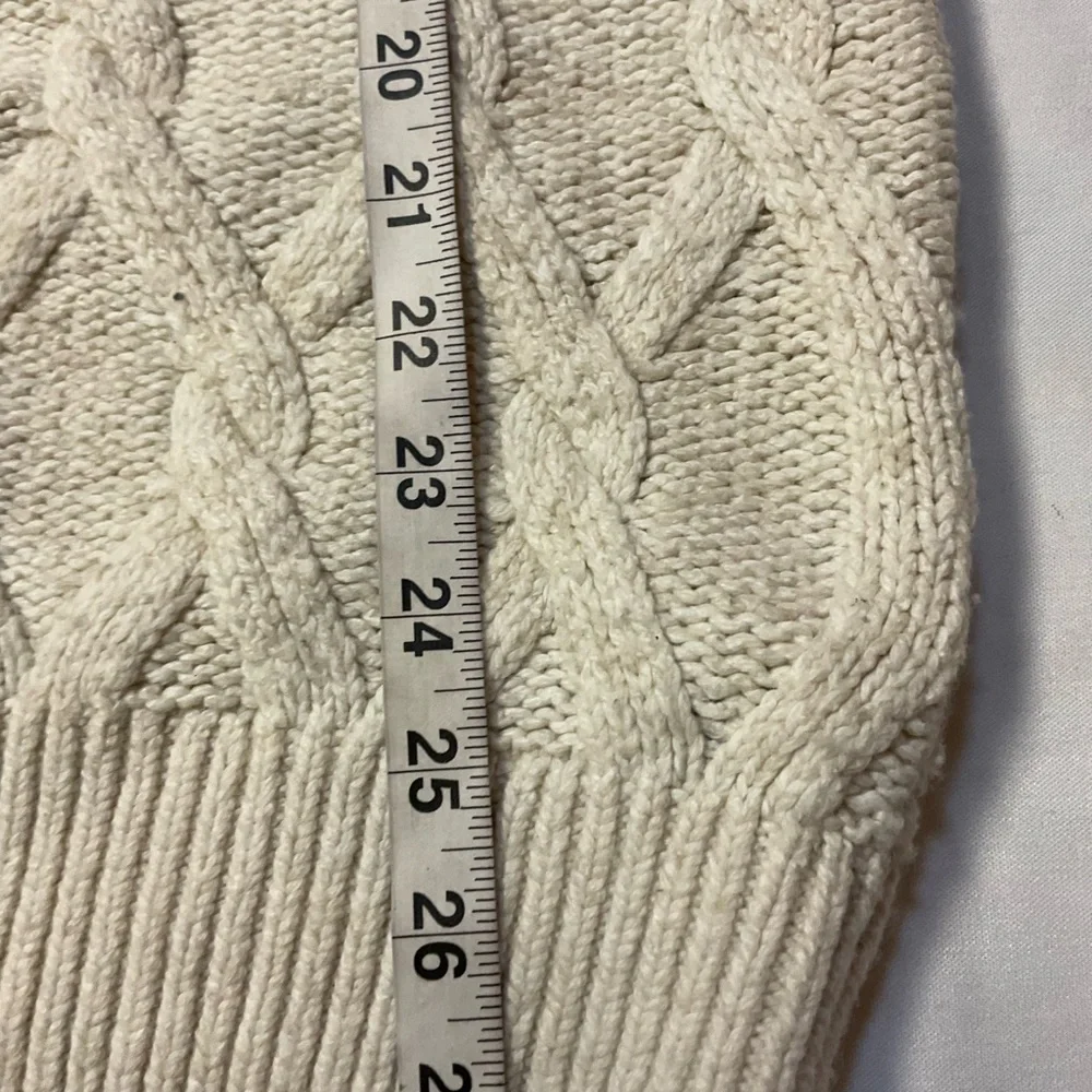 Abercrombie & Fitch Men’s Cable Knit Sweater Cream Talla L Merino Blend